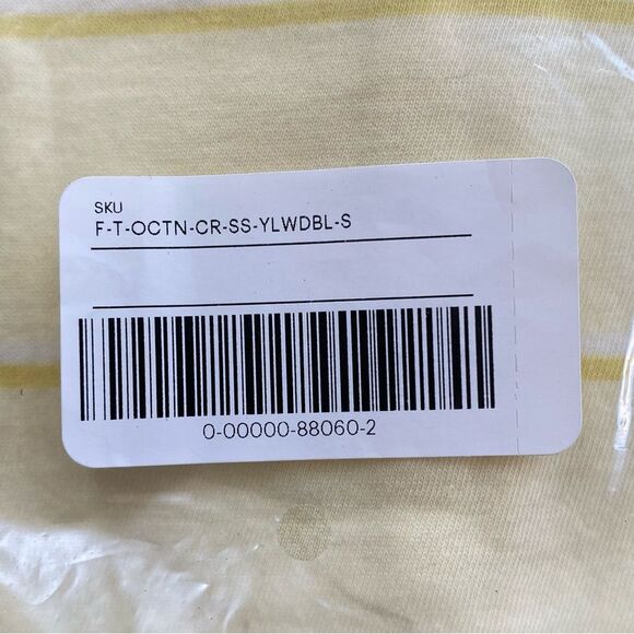 Everlane The Organic Cotton Crew Tee T-shirt Yellow Stripe Size Small NWT - Picture 3 of 3